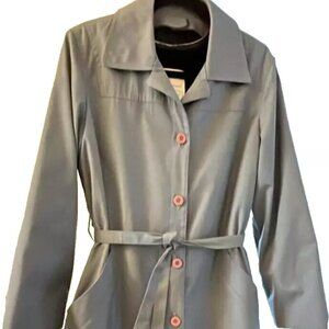 Vintage London Fog Classic Belted Trench Maincoat Gray Women Size 10P Raincoat